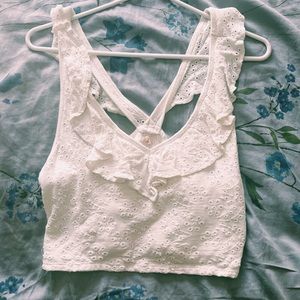 Lace white crop top